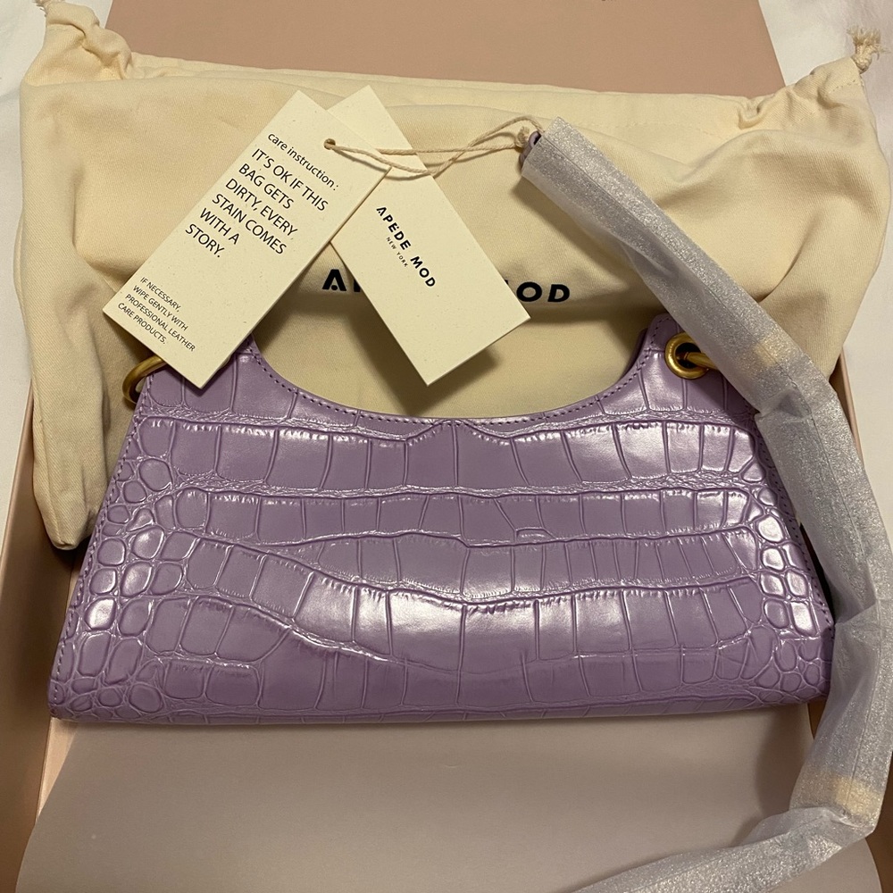 BNWT, APEDE MOD NEW YORK PURPLE FROGGY BAG SOLD OUT ONLINE, WITH EVERYTHING